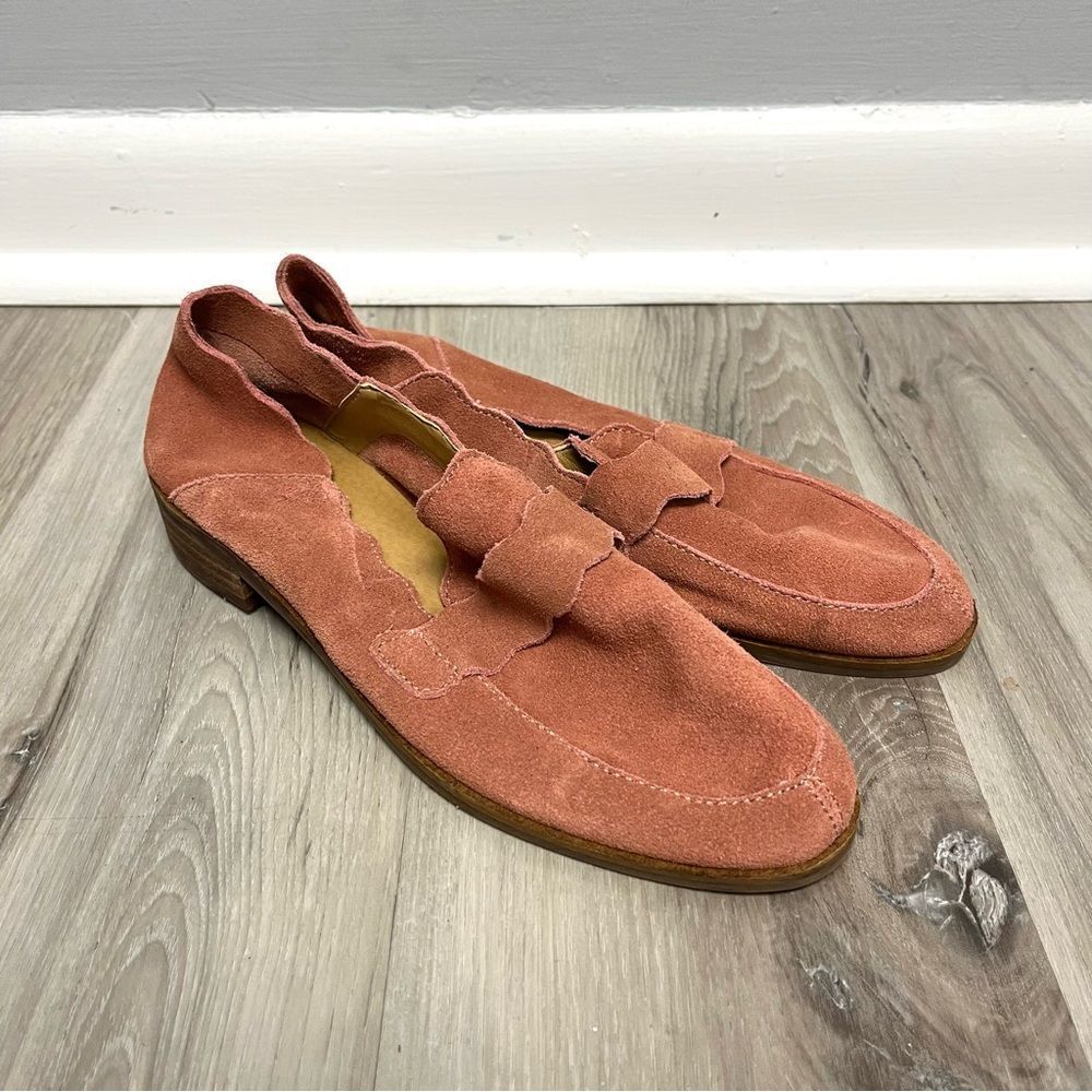 Lucky Brand Flats Women's 7 Callister Peach‎ Pink Suede Leather Slip On Loafer
